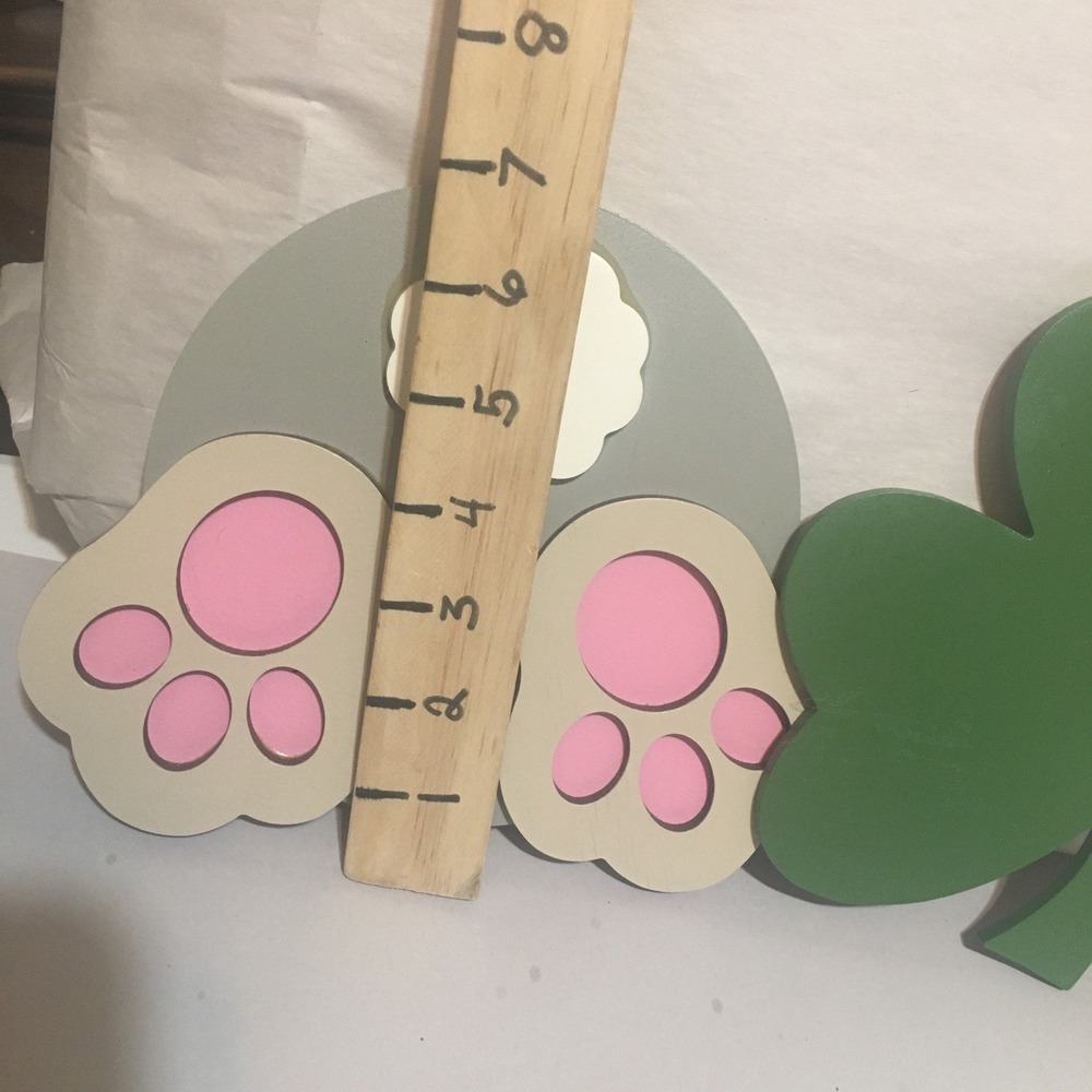 3 Wooden Cutouts For‎ Easter Spring Crafts Clover Flower Bunny 7" Each - Picture 7 of 12